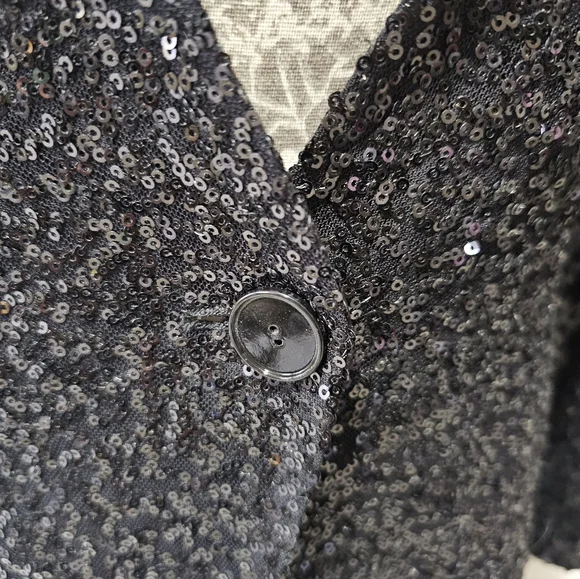NWT Black Express Sequin 3/4 Sleeve Singke Button Blazer S - Picture 7 of 7